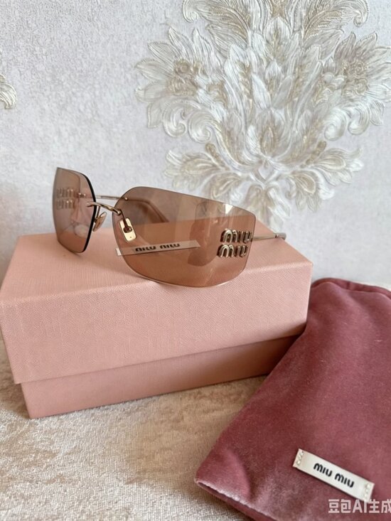 Miu Miu Brown Gradient Rimless Logo Sunglasses 80MM main image 6